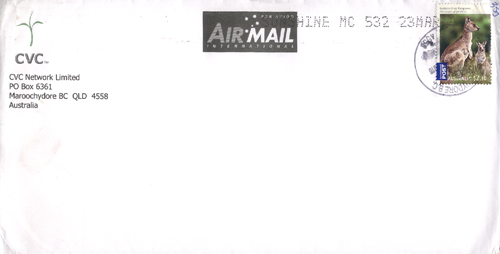 收到了CVC中文广播电台从澳大利亚寄来的QSL卡和台标、首日封